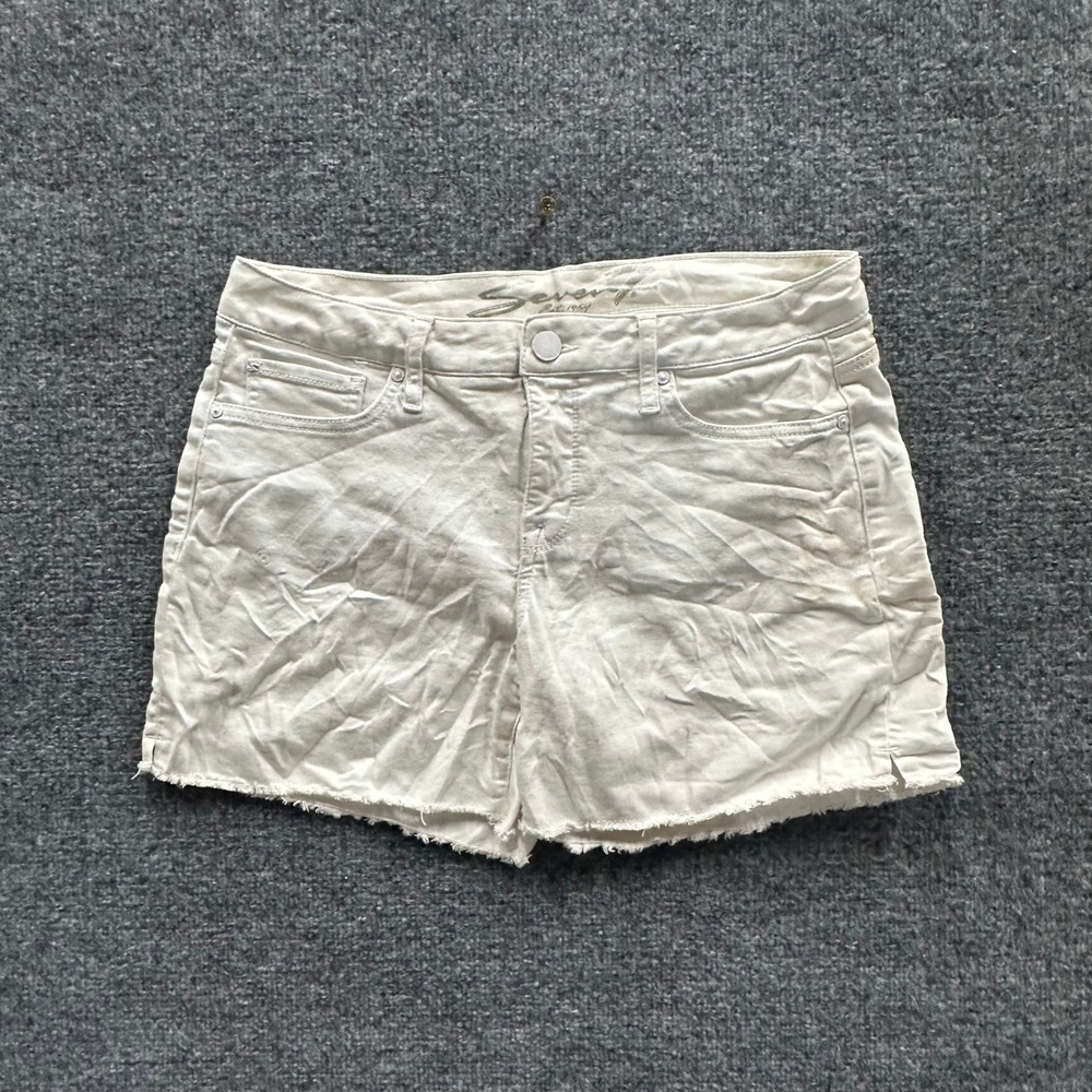 Seven7 Shorts Womens Size 6 White Denim Cutoff Raw Hem Stretch Casual Summer